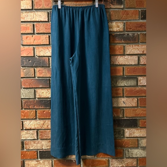 Unsubscribed 100% Silk Wide‑Leg Pants High Rise, Drawstring, Pockets, Sz S NWOT - Picture 3 of 5